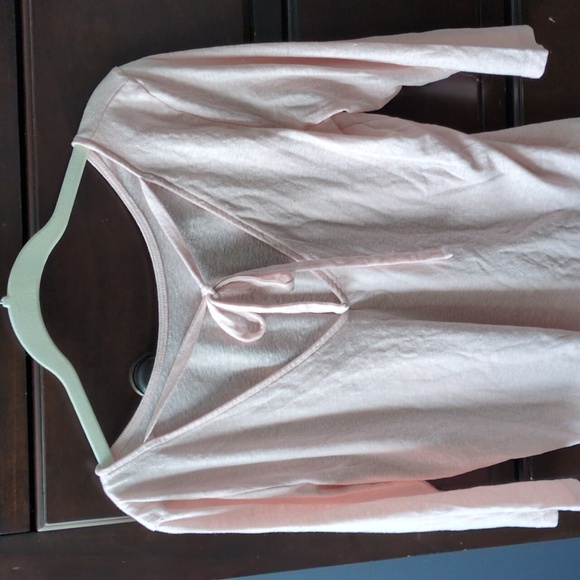 J. Crew Light Pink Tie-Back 3/4 Sleeve Top - Picture 4 of 8